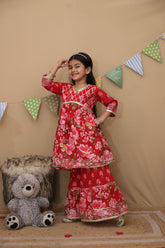 Red Cotton Sharara Set