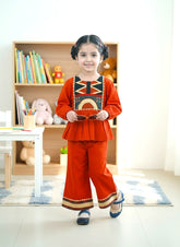 Bows & Bubbles Kids Rust Printed Cotton Co Ord Set | 1-6 Years