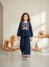 Girls Blue Printed Cotton Co-ord Set | Soft Outfit |1-6 years