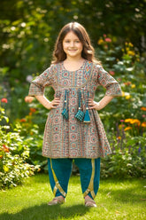 Blue Cotton Kurti & Dhoti Set
