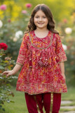 Red Cotton Kurti & Dhoti Set