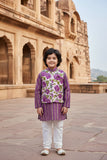 Purple Cotton Kurta Pyjama Jacket Set