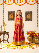 Bows & Bubbles Girls Cotton Pink Jaipuri Lehenga | 1-7 Years