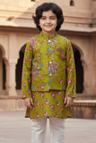Mehandi Green Cotton Kurta Pyjama Jacket Set