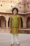 Mehandi Green Cotton Kurta Pyjama Jacket Set