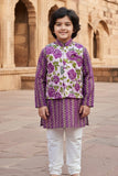 Purple Cotton Kurta Pyjama Jacket Set