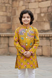 Yellow Cotton Kurta Pyjama Jacket Set